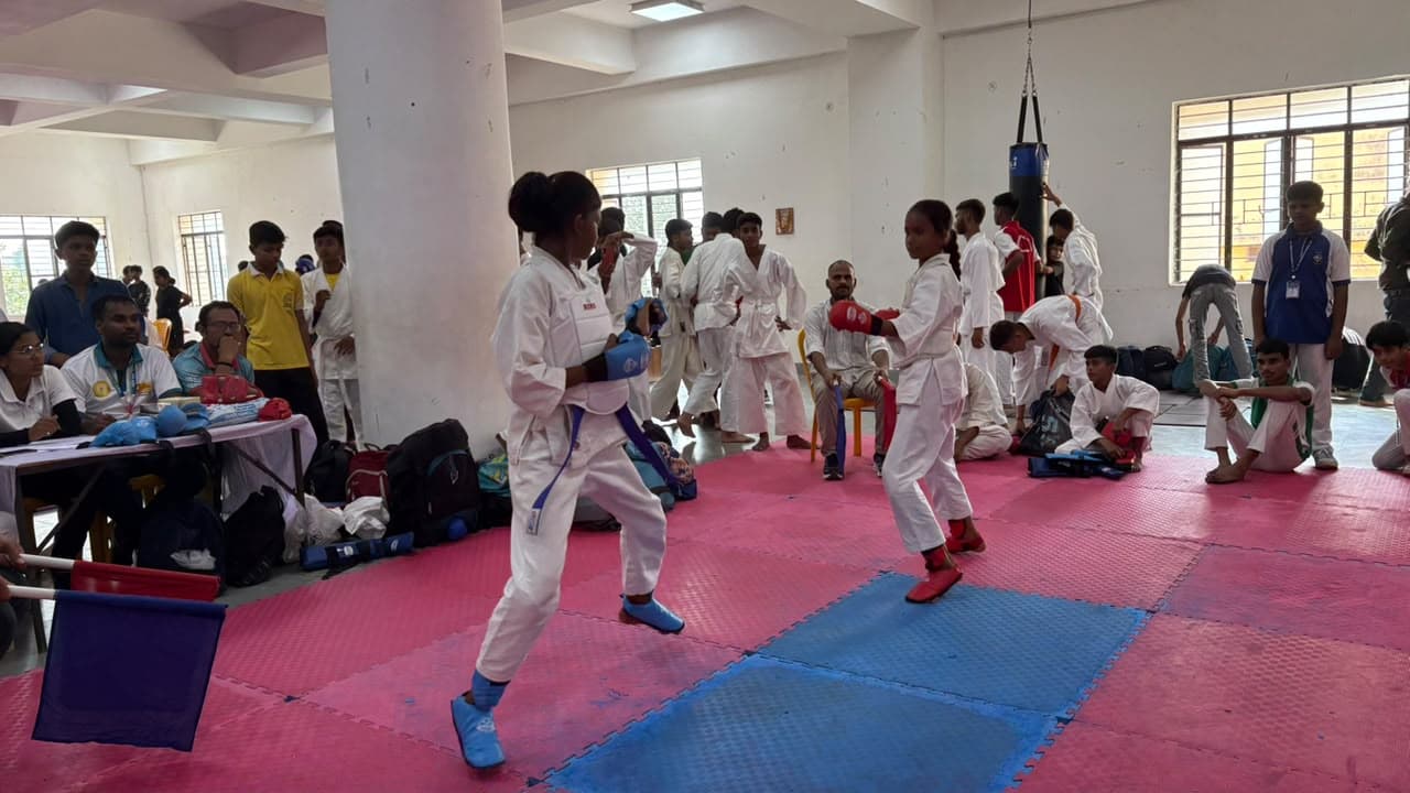 RSK Public School students competing in Karate at District Sports Championship